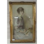Mary Burgess - 'The Dreamer'  watercolour  bears a signature & dated 1920  12" x 22"  framed
