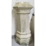 An early 20thC composition stone chimney pot  bears impressed marks Woods ** Swaddle ** No.10  42"h