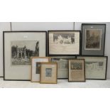 Pictures: to include after Winifred Huggins - a study of a ruined Abbey  print  bears a pencil