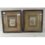 Two late Victorian glazed and deep set, ornate gilt frames, set with contemporary monochrome