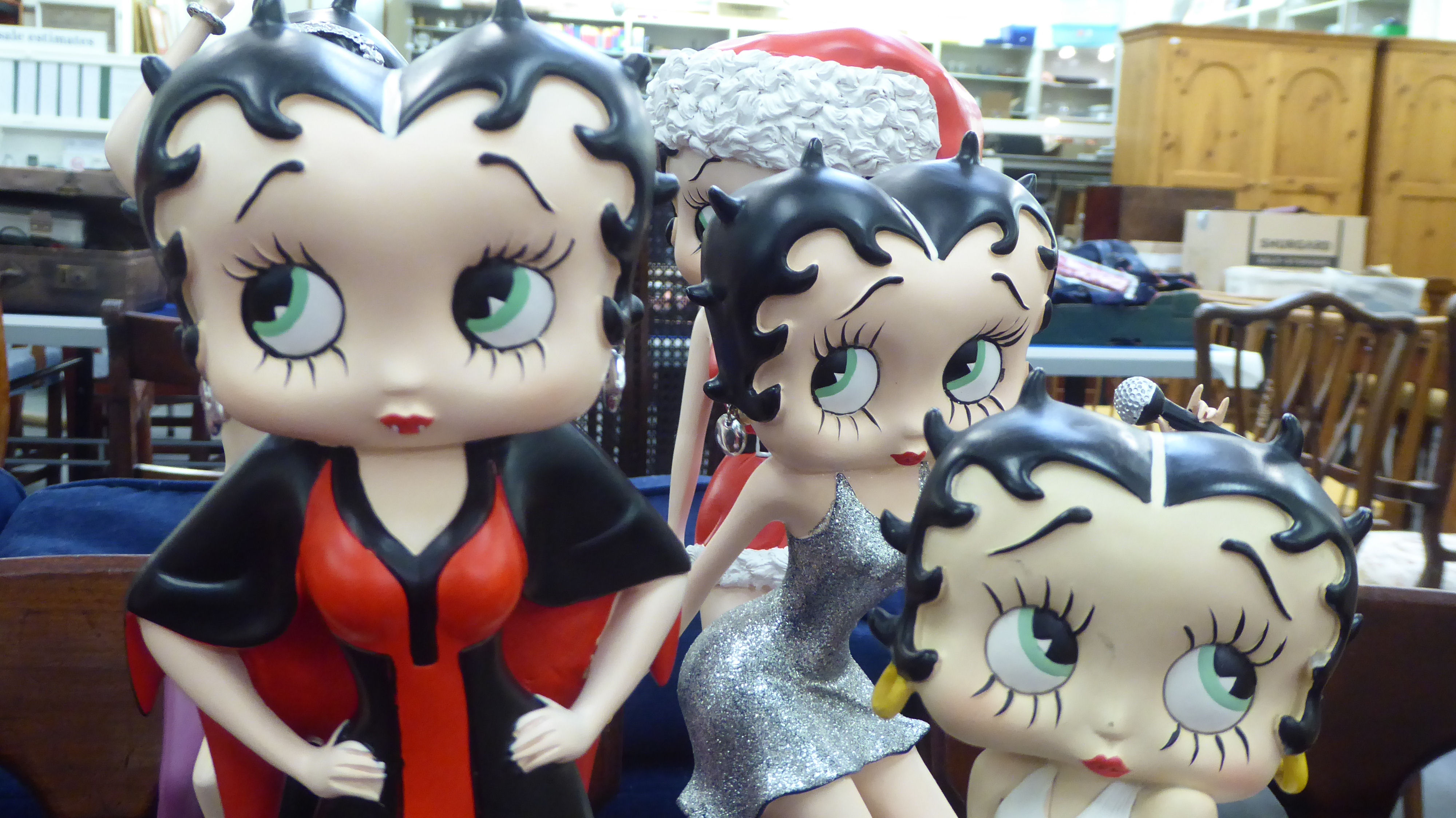 Betty Boop porcelain figures, wearing various costumes  9"-17"h - Image 2 of 5