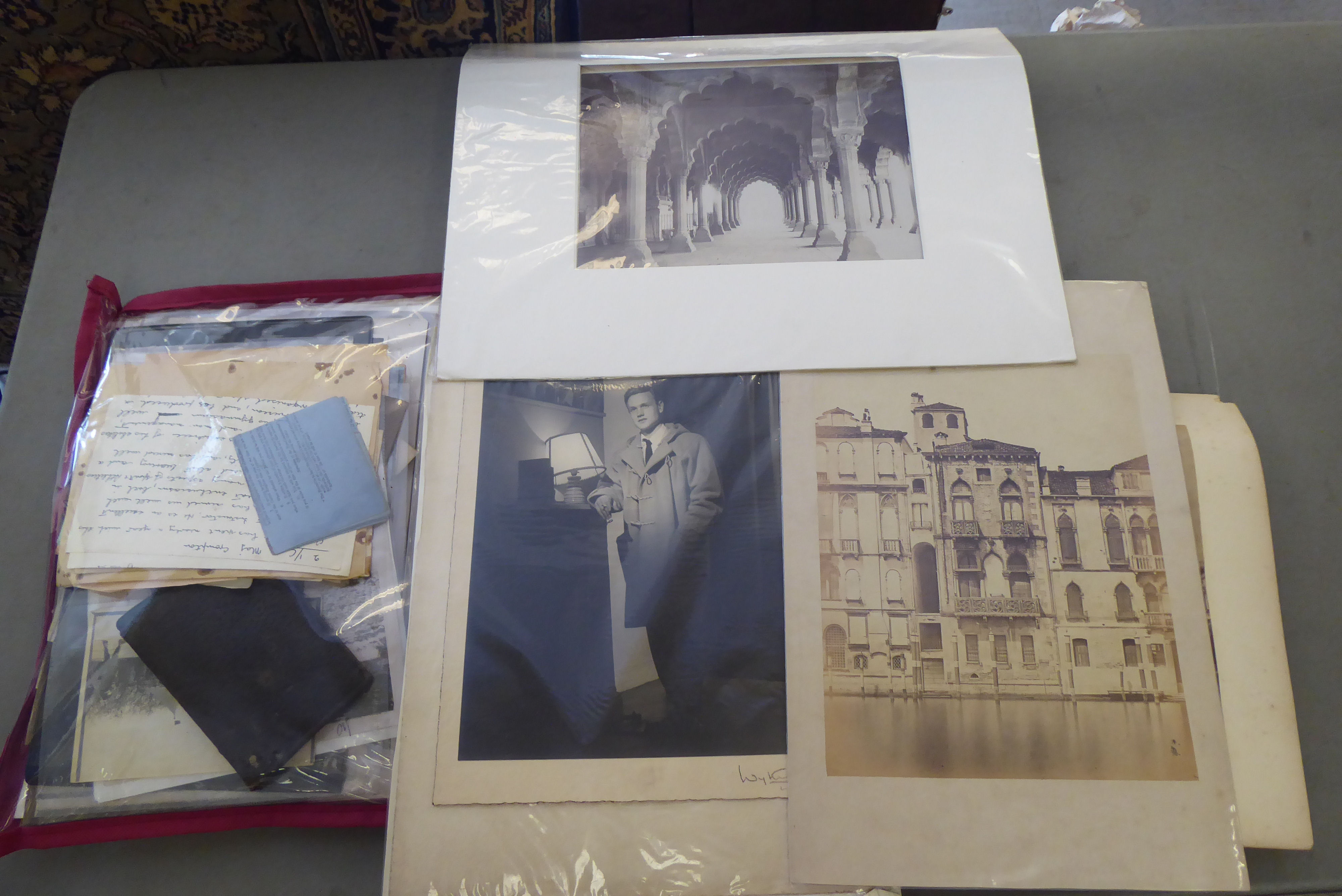 Period photographs, handwritten and printed ephemera, mixed themes: to include Venetian studies