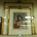 Framed reproductions of Gainsborough style figure studies, coloured prints: to include family groups