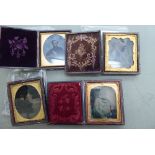 Victorian framed and/or cased monochrome miniature family photographs