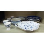 Royal Copenhagen ceramics: to include a leaf design shallow dish, decorated in blue and white  7"dia