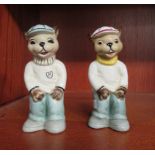 Two novelty Wheelman china salt and pepper shakers, fashioned as a casually dressed Chipmunks  6"h
