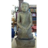 A late 19thC Burmese carved marble Goddess  22.5"h