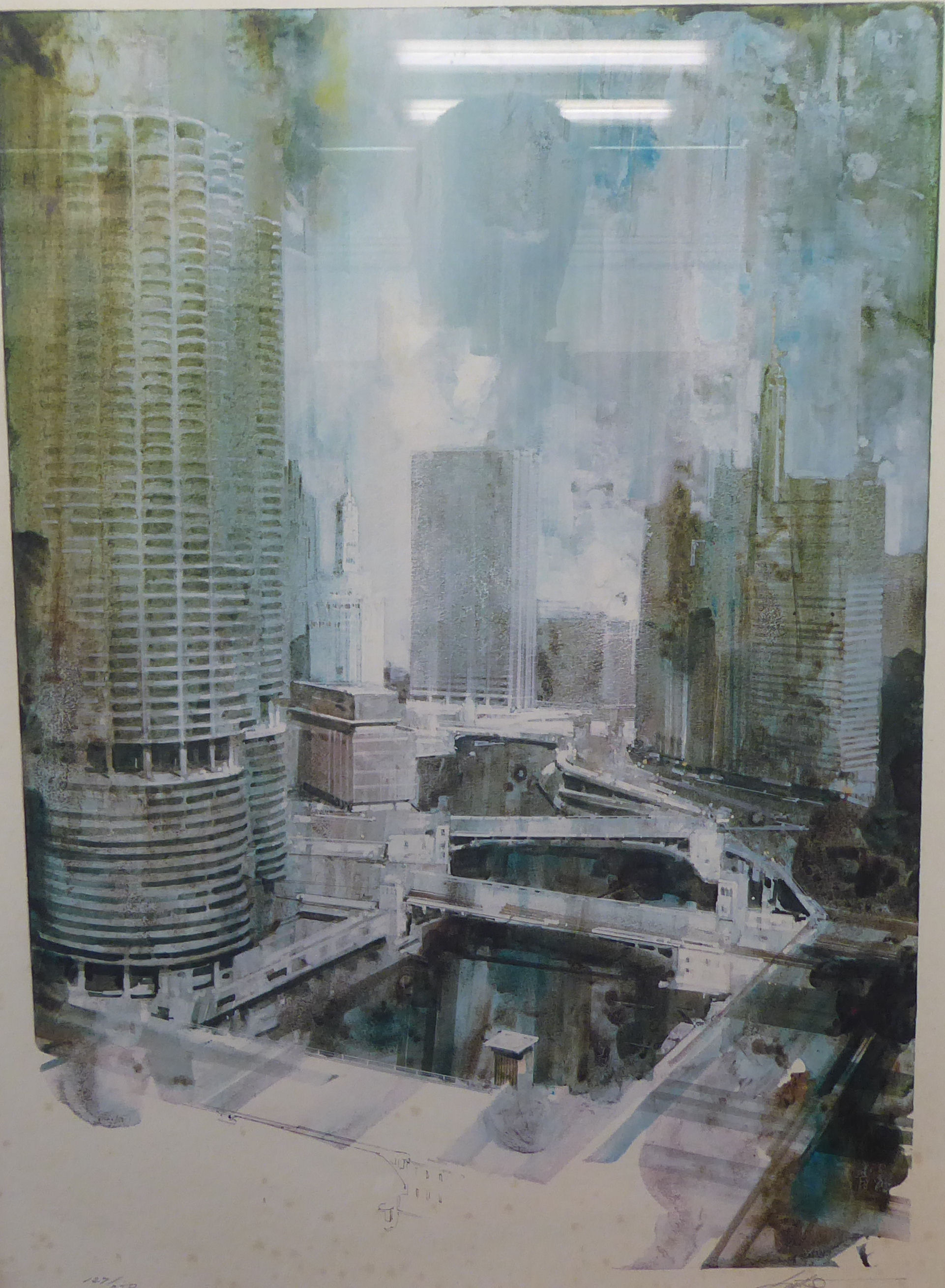 After Dan Lotts - a North American cityscape  Limited Edition 127/250 coloured print  bears a pencil - Bild 2 aus 6