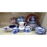 Decorative ceramics: to include 19thC china tableware, decorated in blue and white; and a Meissen