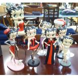 Betty Boop porcelain figures, wearing various costumes  9"-17"h
