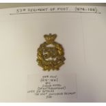 An album collection of fully identified British military badges, some copies: to include 59th Foot