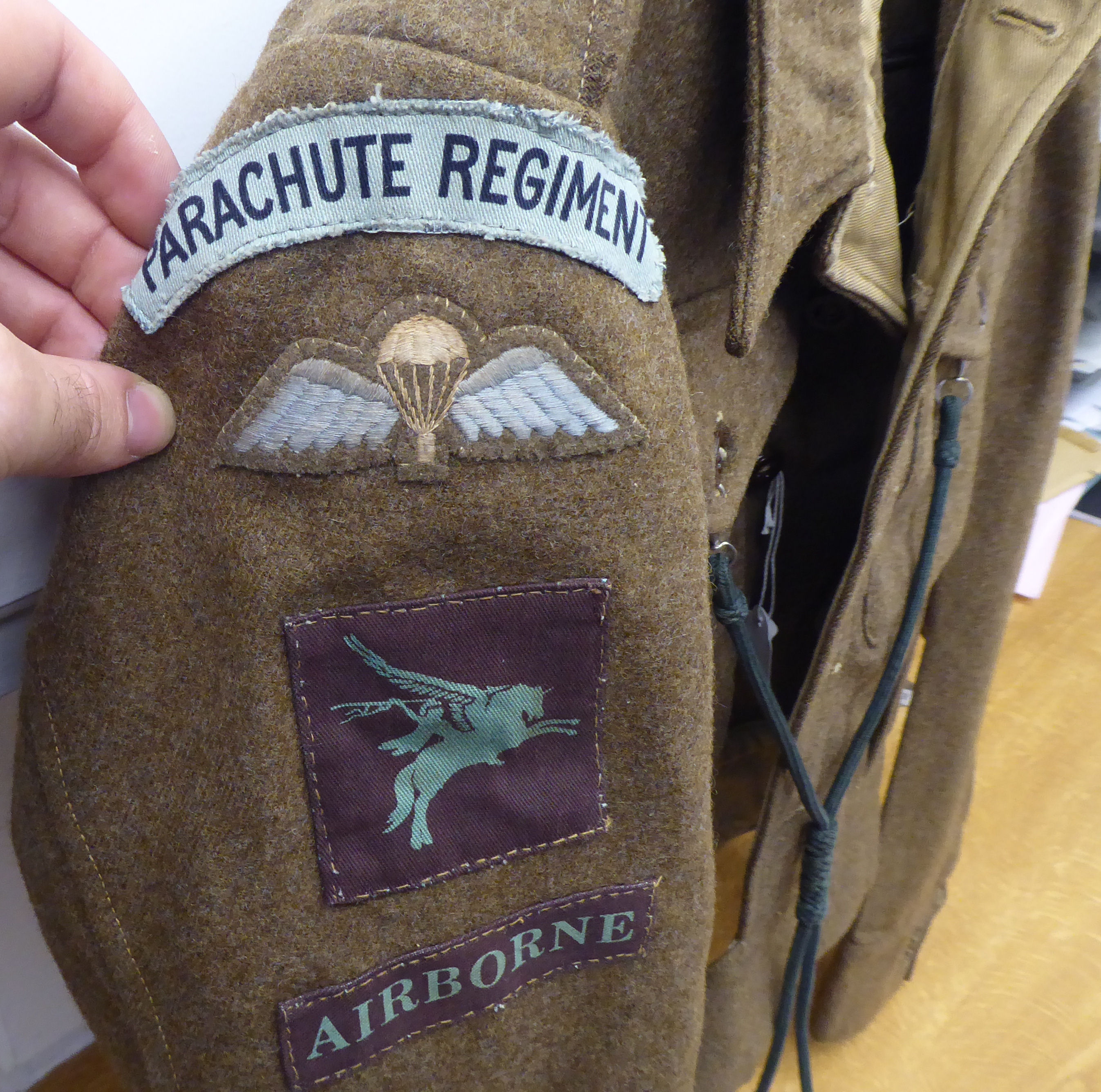 A 1943 dated British Parachute Regiment officers battledress with a lanyard and a pair of - Image 4 of 14