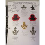 An album collection of fully identified British military badges, some copies: to include Gurkha