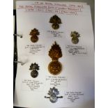 An album collection of fully identified British military badges, some copies: to include The