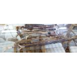 Shepherds crooks, walking sticks and shooting sticks, many with horn terminals  various sizes