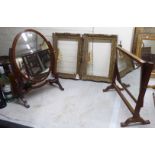 A mixed lot: to include an early 19thC mahogany framed toilet mirror, on splayed feet  24"h  18"w
