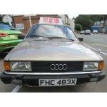 A 1984 Audi 80GL four door saloon, registration no. FHC 483X, 1.6ltr petrol, manual transmission, in