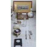 A mixed lot: to include three early 20thC clear glass apothecary's jars; a mother-of-pearl shell;
