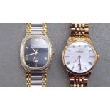 Two ladies gold plated/stainless steel cased and strapped wristwatches, viz. an Invicta, faced by