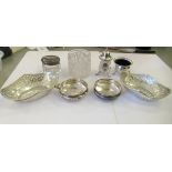 Silver items: to include a pair of oval pierced sweet dishes  4"w  mixed marks