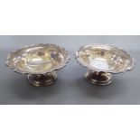 A pair of George V silver pedestal sweet dishes with wavy borders  Sheffield 1930  6.5"dia