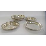 Four silver dishes  mixed marks  3.5"dia