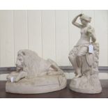 Early 20thC Parianware, viz. a seated, partially robed classical nude, on a naturalist base  16"h;