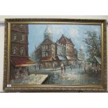 Jansen - a Parisian street scene  oil on canvas  bears a signature  23" x 35"  framed