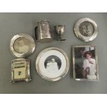 Silver and white metal collectables: to include a pair of circular photograph frames  marks