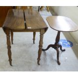 Small furniture: to include a George III oak and mahogany pedestal table, raised on a tripod base