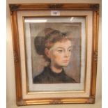 Degas - a head and shoulders portrait study, a woman  pastel  bears a signature  13" x 10.5"  framed