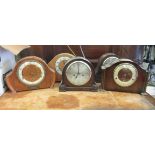 Five mainly 1920s/1930s variously cased mantel clocks  largest 8"h