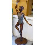A modern bronze effect composition figure, a ballerina  41"h