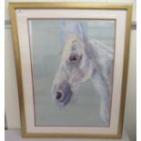 Modern British School - a horse's head  pastel  20" x 29"  framed
