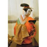 A modern painted plaster figure, a Japanese robed Geisha  16"h