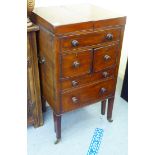 A George III mahogany combination night table and commode of straight sided, square form with a