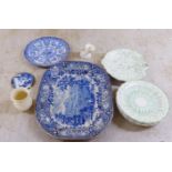 Ceramics: to include a seven piece Wedgwood cream glazed and green china foliate pattern fruit