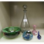 Glassware: to include a Whitefriars teardrop design decanter and stopper  11.5"h