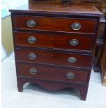 An Edwardian Regency style mahogany four drawer dressing chest, raised on bracket feet  27"h  24"w