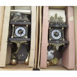 Two 20thC clocks, both in antique Bavarian inspired casings  18"h