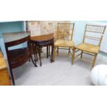 Small furniture: to include a pair of early 20thC Regency style faux bamboo framed bedroom chairs,
