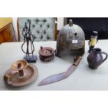A mixed lot: to include an early 20thC mahogany and brass mounted fly fishing reel
