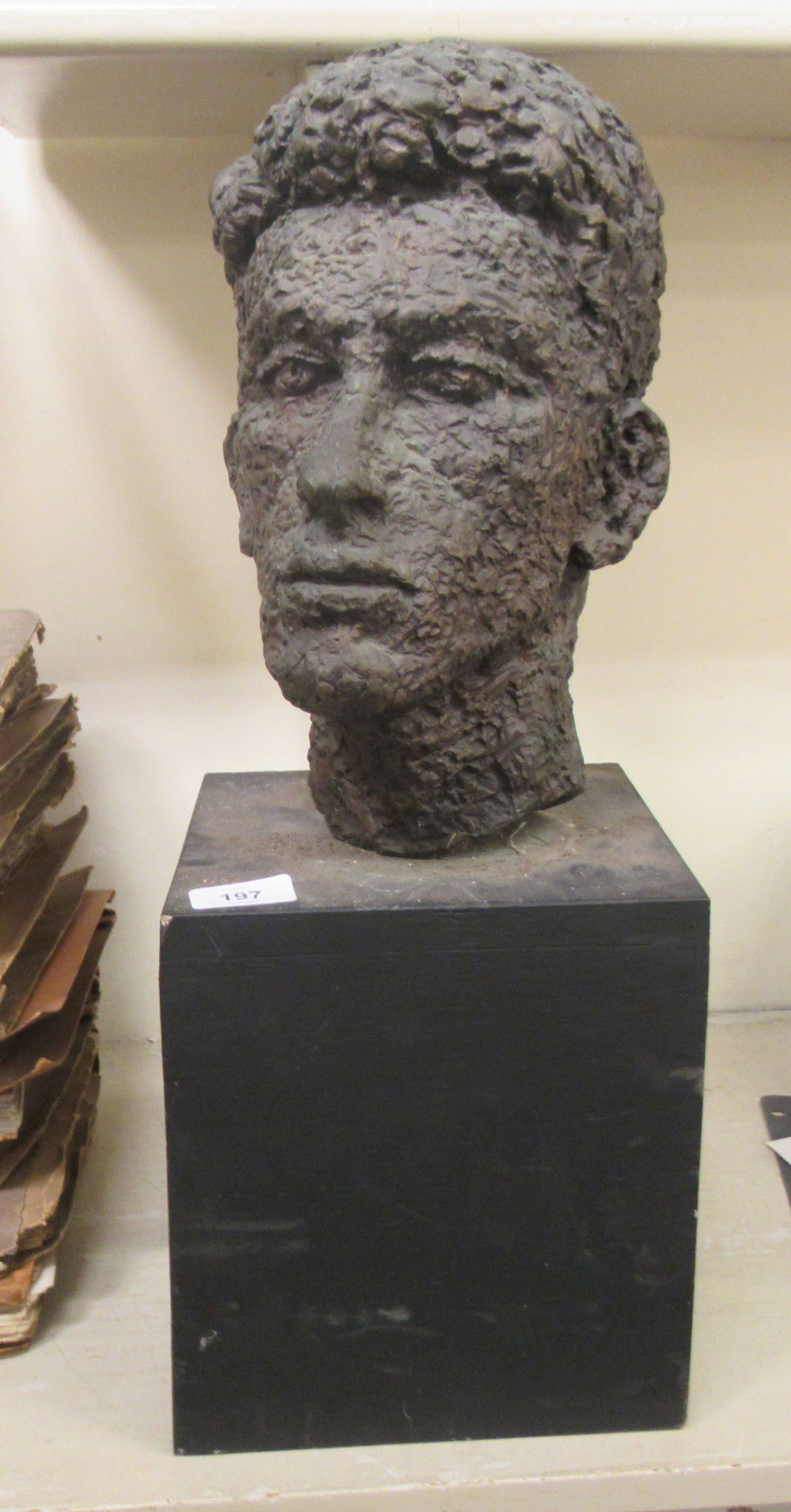 A cast bronze bust of a man, on a plinth  20"L overall - Image 2 of 6