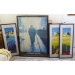 After P Moizay - a series of three coastline studies  coloured prints  31" x 9"  framed; and a