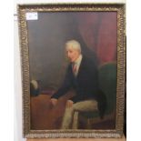 Attributed to * Ramsay Richard Reinagle - a half length portrait, a seated gentleman, wearing a