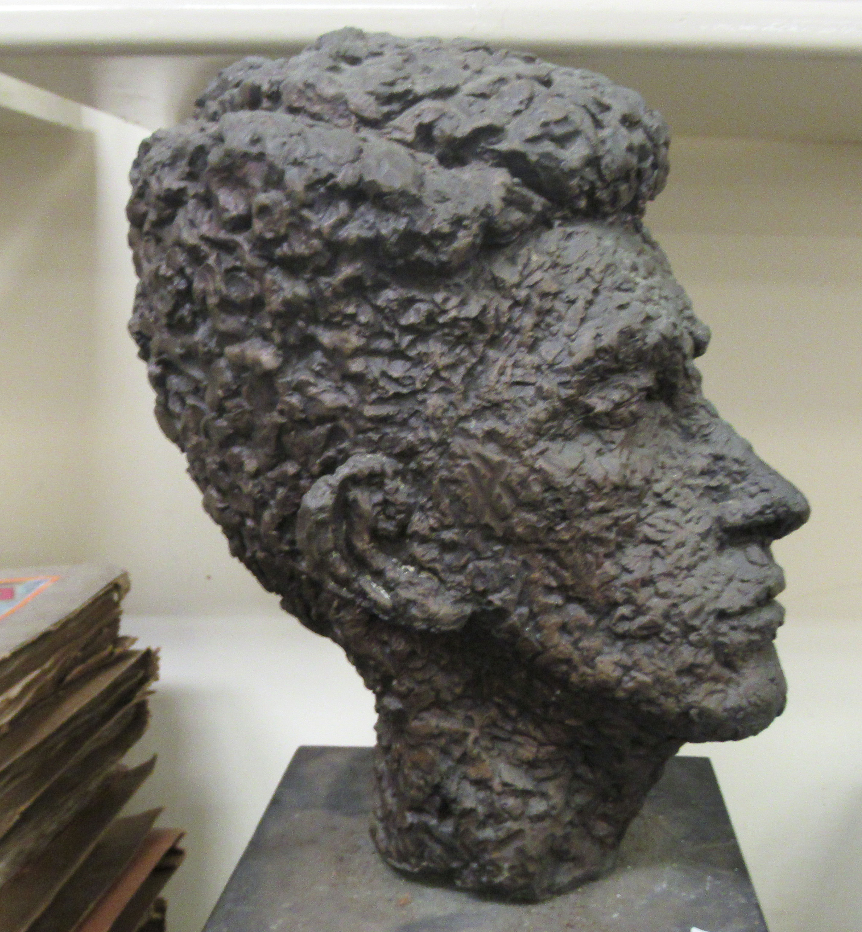 A cast bronze bust of a man, on a plinth  20"L overall - Image 6 of 6