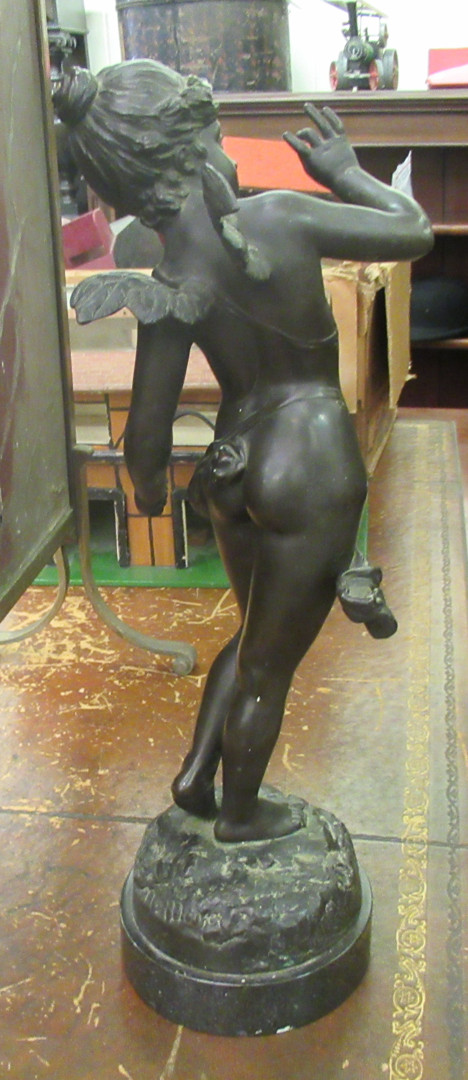 A bronze finished cast metal sculpture, a cherubic figure  16.5"h - Image 3 of 5