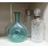 Glassware: to include a claret jug with a silver plated collar, handle and lid