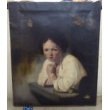 19thC British School - a portrait, a girl  oil on canvas  25" x 30"