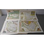 A folio of reproduced 17thC and later printed coloured county maps  approx. 15" x 21"